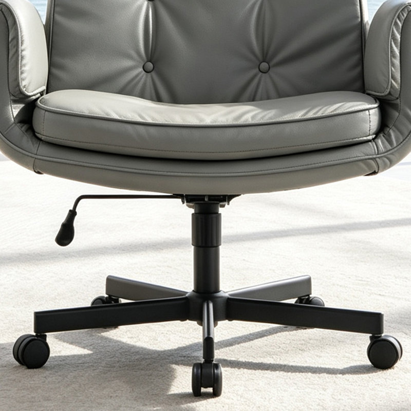 Chaise de bureau pivotante moderne à haut dossier avec accoudoirs réglables, Gris
