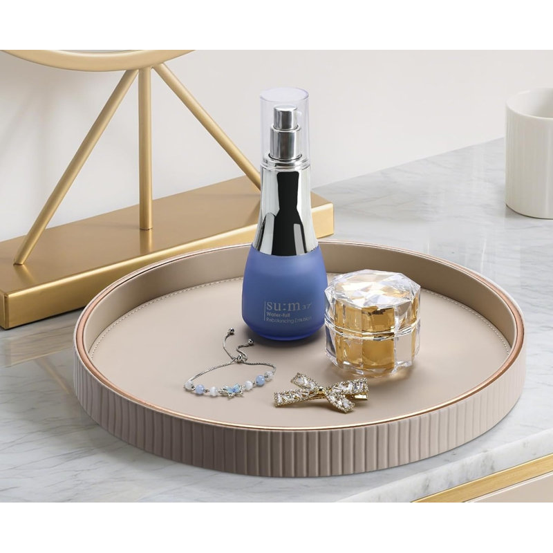Faux Leather Tray, Beige