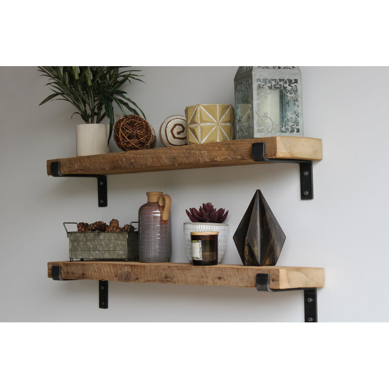 Tablette décorative en bois massif 2 pièces Brennon, H 2 po x l 36 po x P 7 po, Naturel (sans teinture)