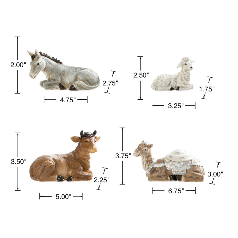 Ensemble de 12 figurines de crèche en résine ivoire, Ivoire ivoire, H 12,25 po x l 32,25 po x P 4 po