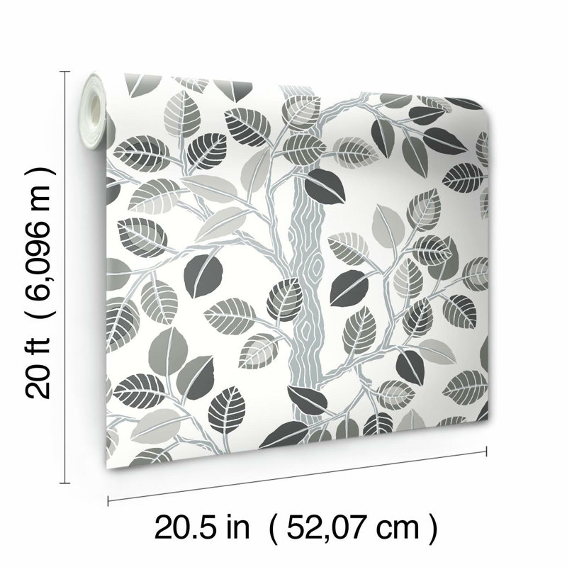 Papier peint adhésif à motif de feuilles de forêt, Vert