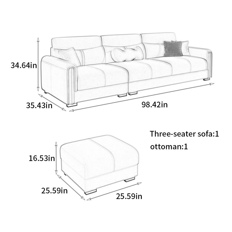 American-style modern and simple straight-row sofa