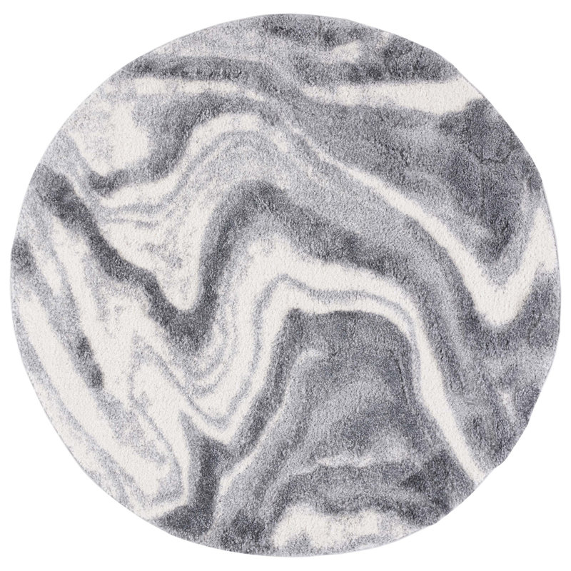 Hi-Lo Shag Performance Abstract Rug, Round 6'7"