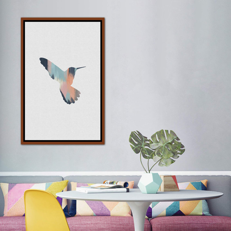 Pastel Hummingbird II - impression d'art graphique, H 60 po x l 40po x P 1,5 po, Toile avec cadre en bois classique