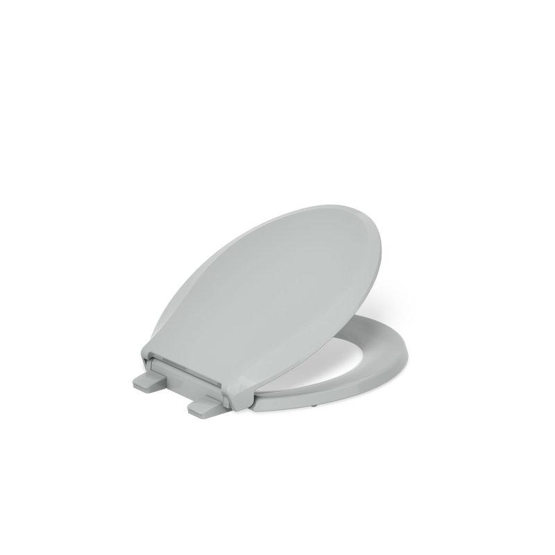 Cachet Round-Front Toilet Seat with Quiet-Close Lid and Seat and Grip-Tight Bumpers, Ice Gray, Non Ready Latch