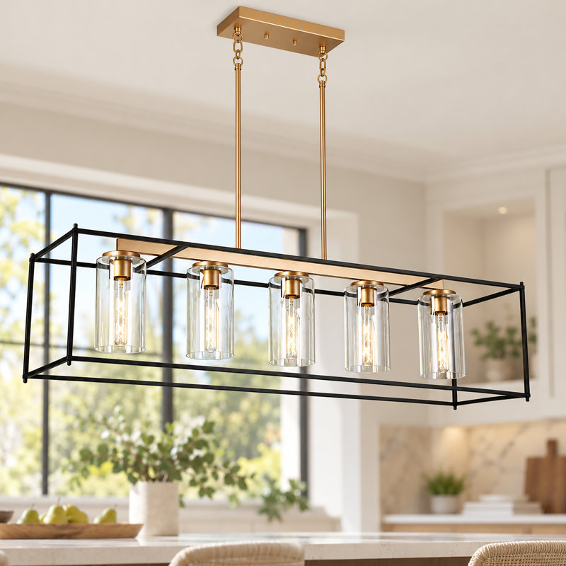 Lustre en verre 5 lumières Modern Farmhouse
