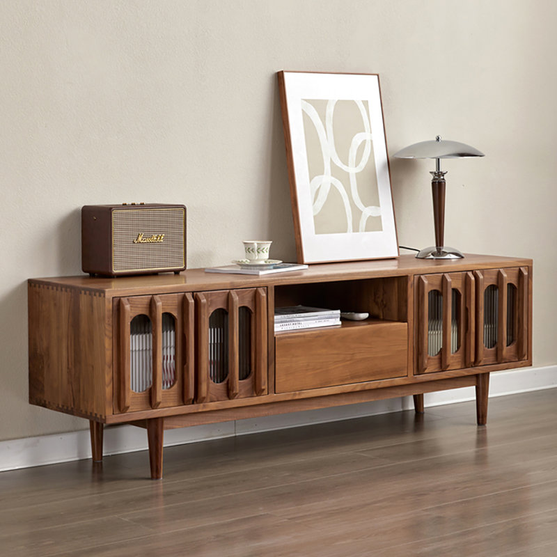 Meuble télé en noyer noir, H 22 po x L 82,7 po x l 16,5 po