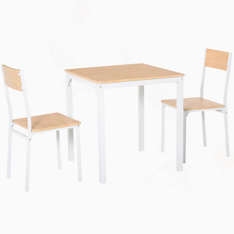 3-Piece Wooden Square Dining Table Set