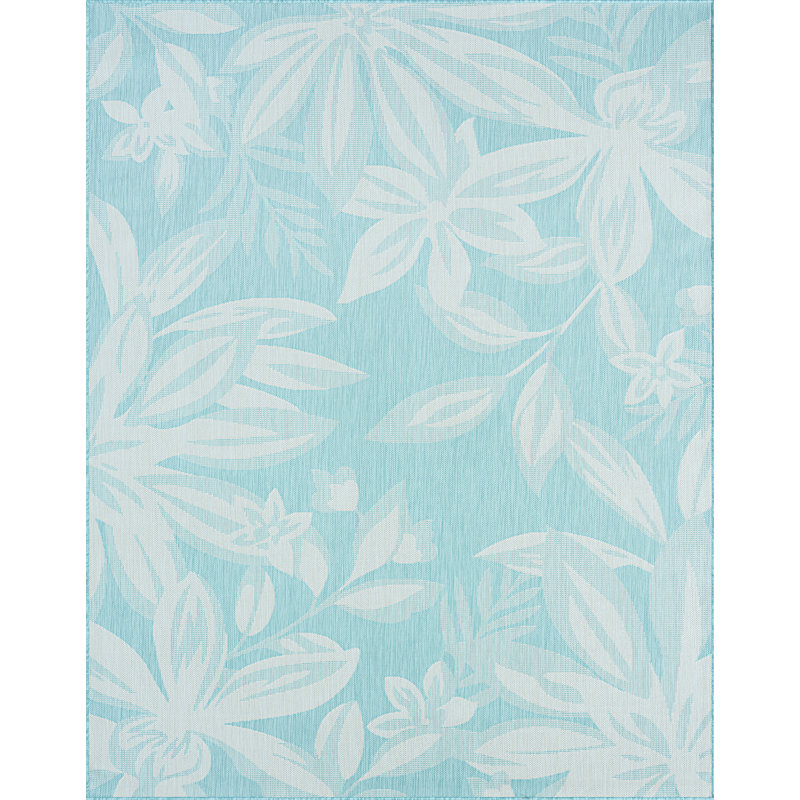 Tapis floral intérieur / extérieur Bafti, Rectangle 4 pi x 5 pi 3 po