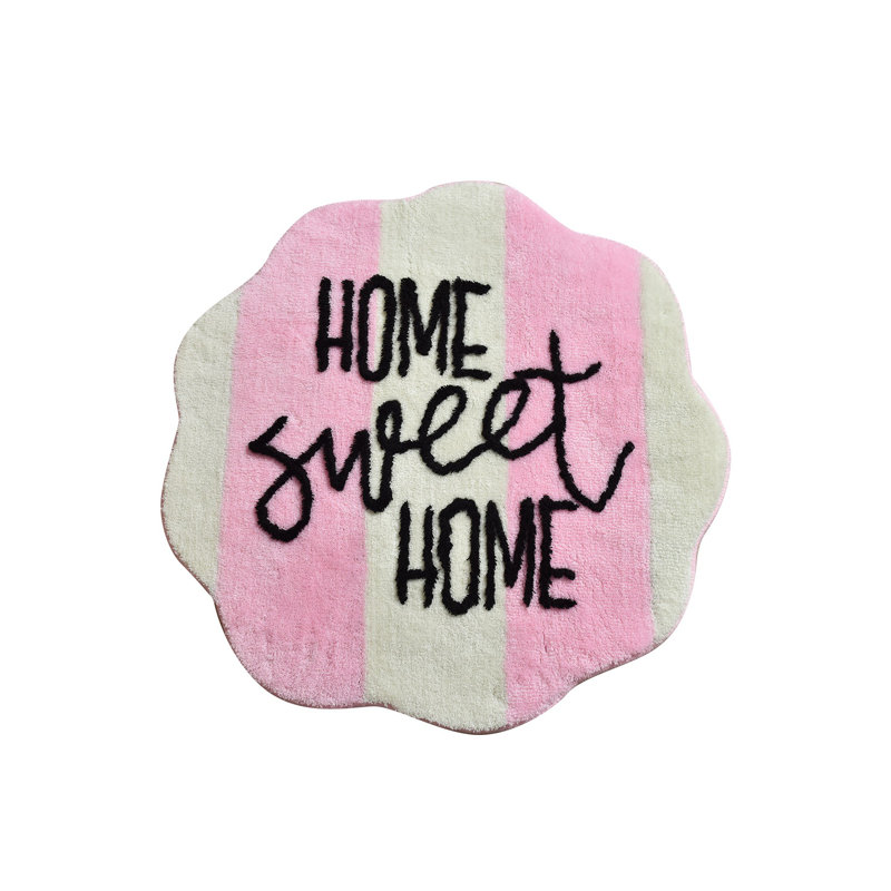 Tapis de bain Botello, Rose / blanc / noir
