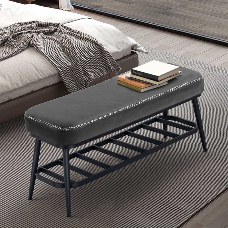 4 Pair Shoe Storage Bench, Charcoal Grey