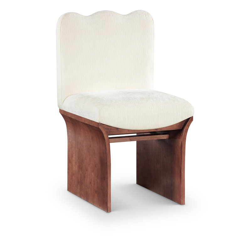 Shaw Cassady Chenille Fabric Upholstered Dining Chair, Cream Chenille Fabric, Brown