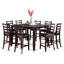 Ensemble de salle à manger à hauteur de comptoir 9 pièces comprenant une table de cuisine carrée avec piédestal et 8 chaises de salle à manger, 54 x 54 pouces, noir et cerise-129910327-129910326-98589824