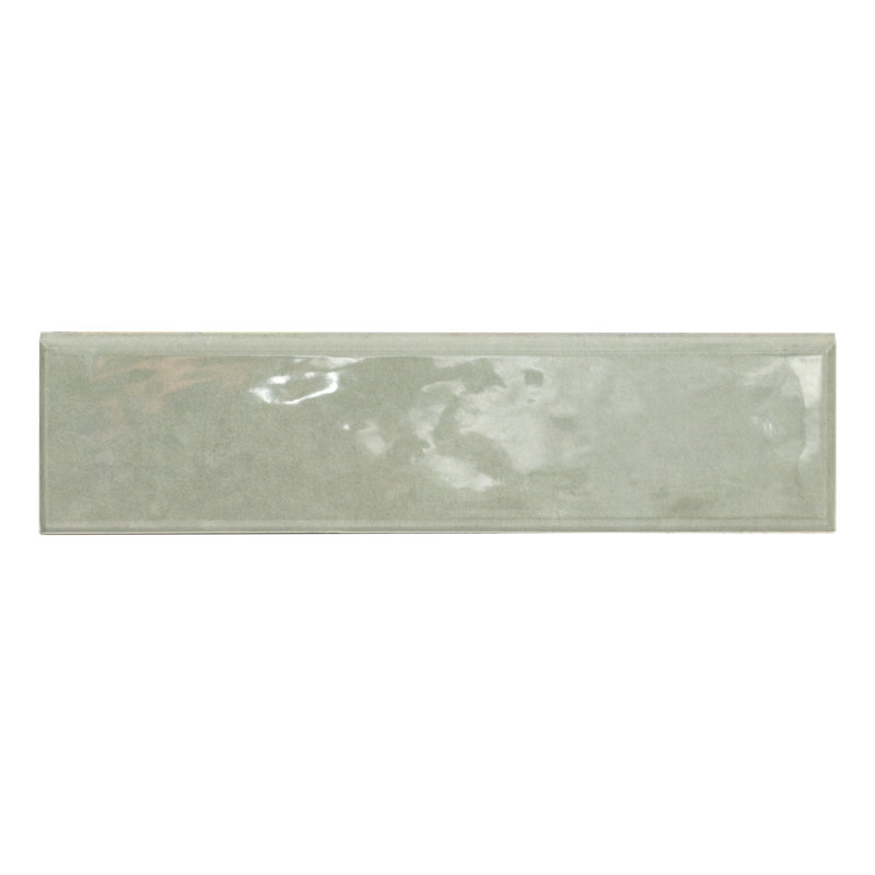 Carreau de céramique bullnose brillant 3 po x 12 po Hoku, Sauge
