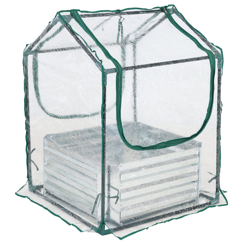 Clear PVC and Steel Raised Garden Bed with Greenhouse Cover