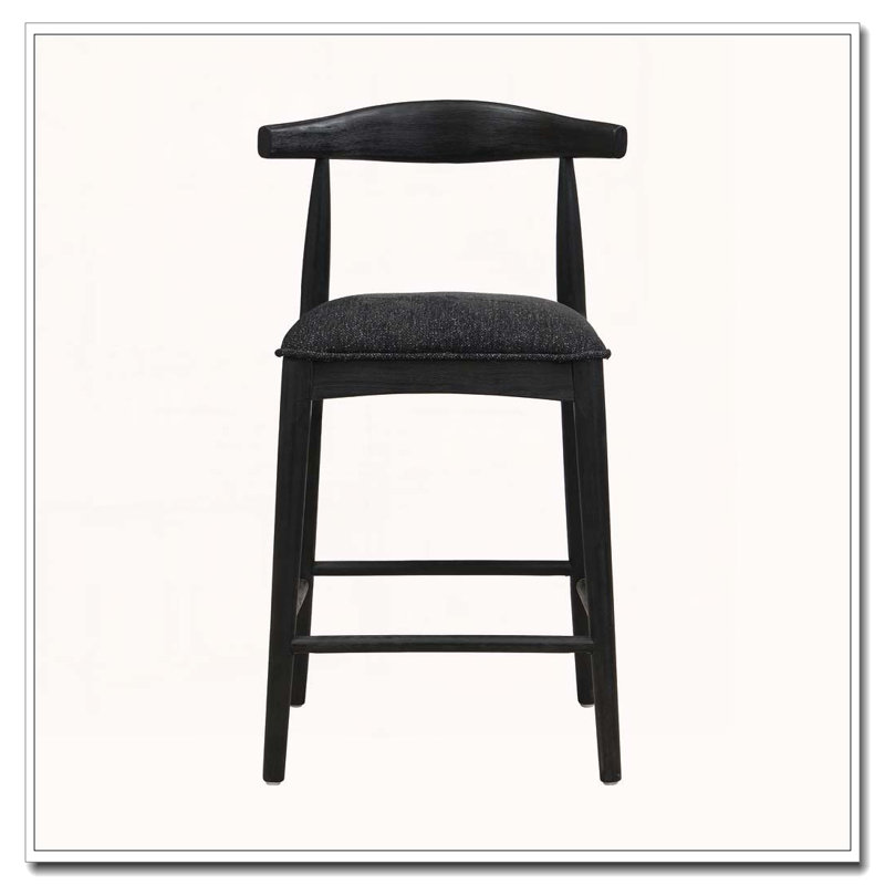 Wood Frame Barstool, Counter Stool (26.5" Seat Height), Black