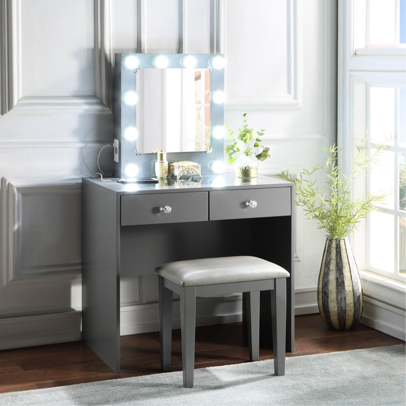 Maquillage pour salle de bain gris, style chambre à coucher, 10 lumières, port, prise de courant, 2 tiroirs, mode avec look chic
