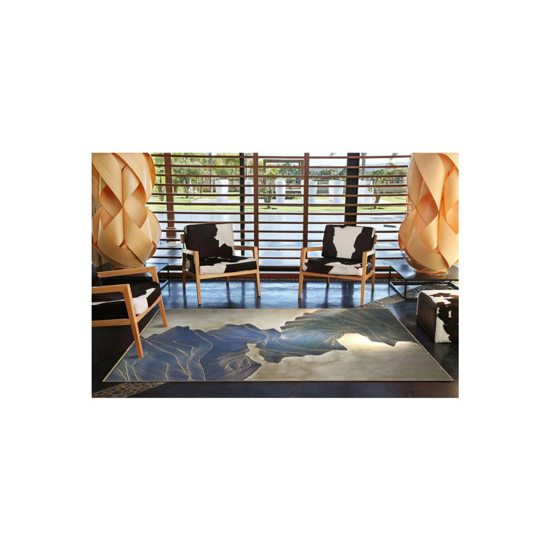 Base tissée à motif bleu et tapis lavable, Tapis de couloir 2 pi 6 po x 6 pi 7 po