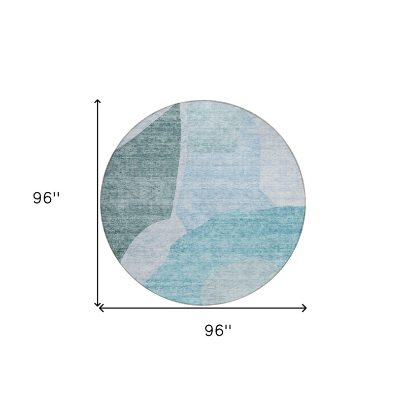Tapis d'intérieur rond lavable abstrait bleu sarcelle articulé vert et bleu HomeRoots