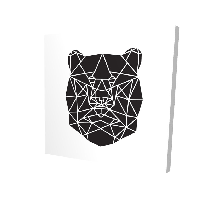 Geometric Bear Head Print On Canvas, 32" H x 32" W, Wrapped Canvas