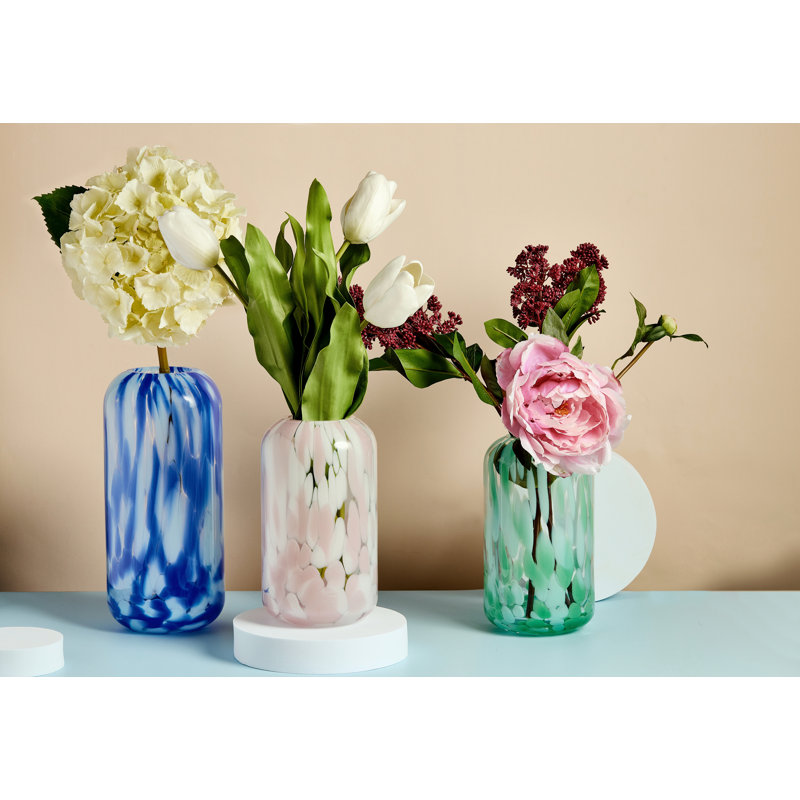 Lava Glass Table Vase 1, 21cm H x 12.5cm W x 12.5cm D, Pink