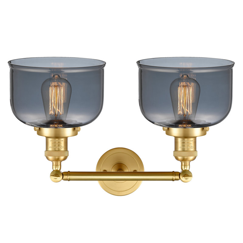 Bell - Luminaire de meuble-lavabo 19 po 2 lumières, Plaqué couleur fumée, Or satiné, Ampoule à DEL rétro de 6 watts