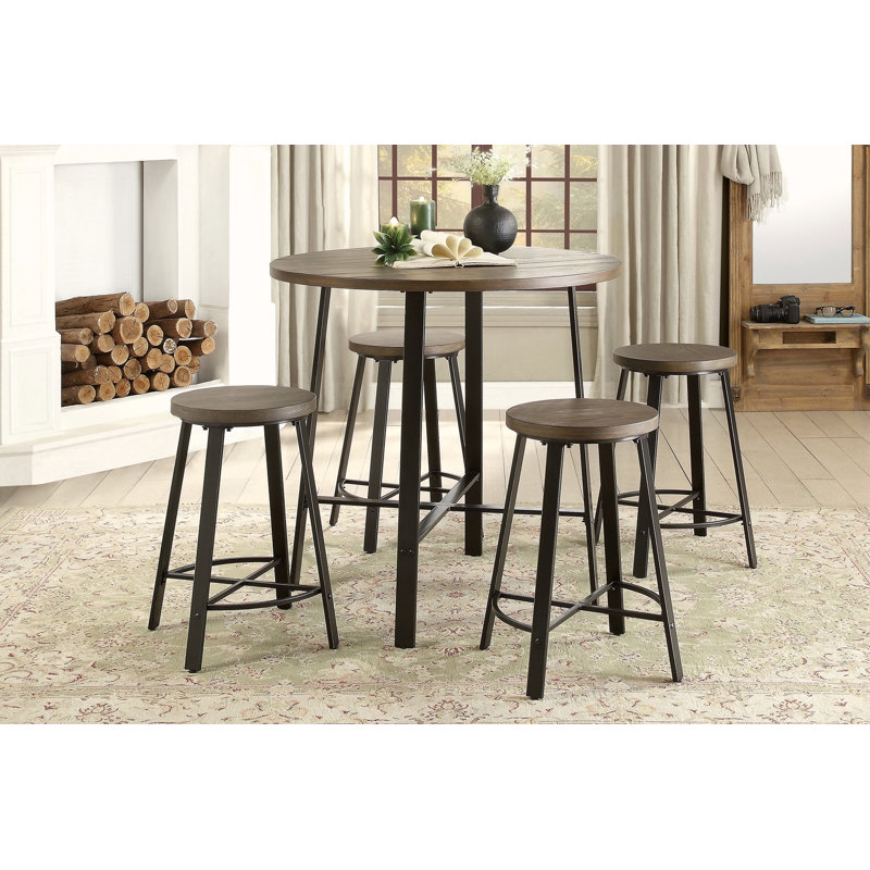 Ensemble de 2 tabourets à hauteur de comptoir avec finition en métal gris et style rustique