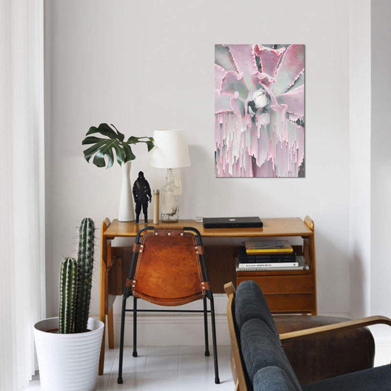 «Glitched Succulent I» non disponible sur toile, H 26 po x l 18 po x P 1,5 po, Pas de tapis, Toile tendue