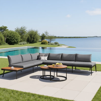 6-piece Outdoor Acacia Sectional Patio Conversation Sets