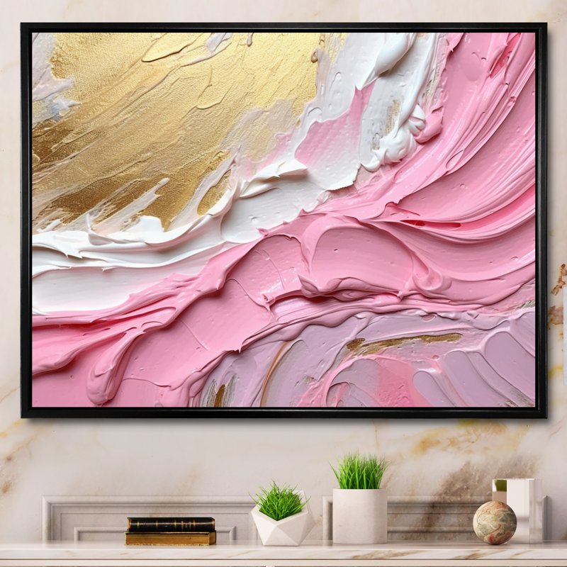 «Rose and Gold Spiral Radiance III», art mural abstrait en spirale pour le salon, H 12 po x l 20 po x P 1 po