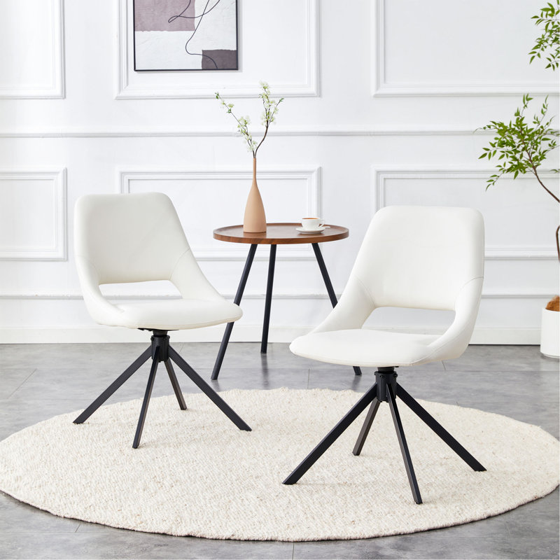 Ensemble de 2 chaises de salle à manger, chaise de salle à manger pivotante confortable, chaises de cuisine en métal avec cuir Goldmesh résistant aux égratignures et haut dossier (ensemble de 2)