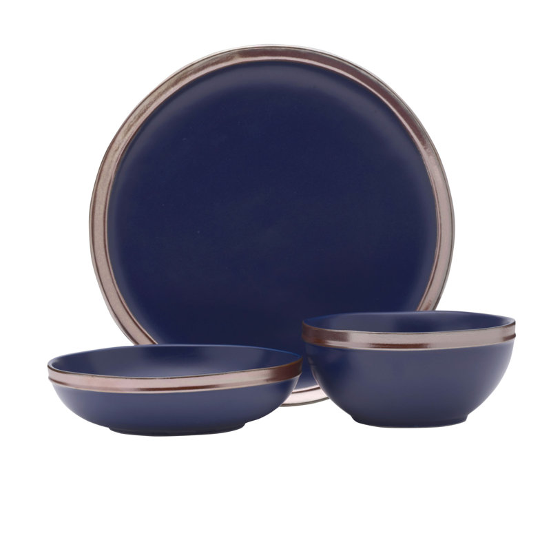 Miller 12-Piece Stoneware Dinnerware Set, Service for 4, Blue