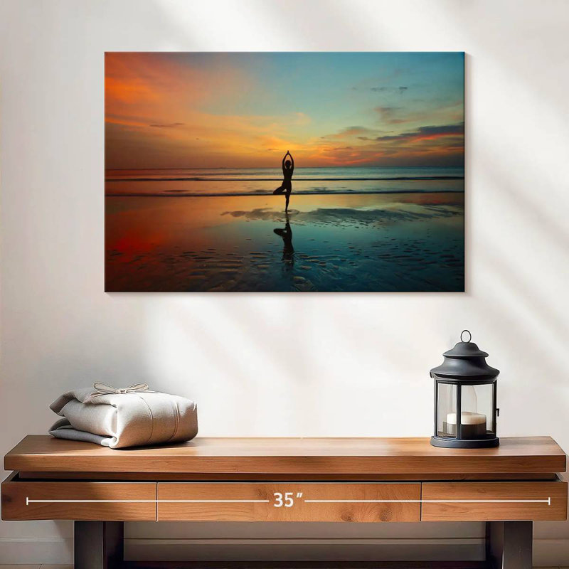Kerrick Sunset Tree Yoga Pose, 16" H x 24" W