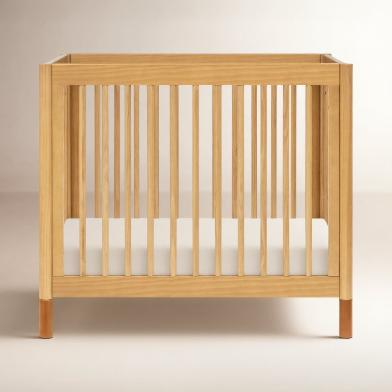 Gelato 4-in-1 Mini Convertible Crib, Honey/Vegan Tan Leather