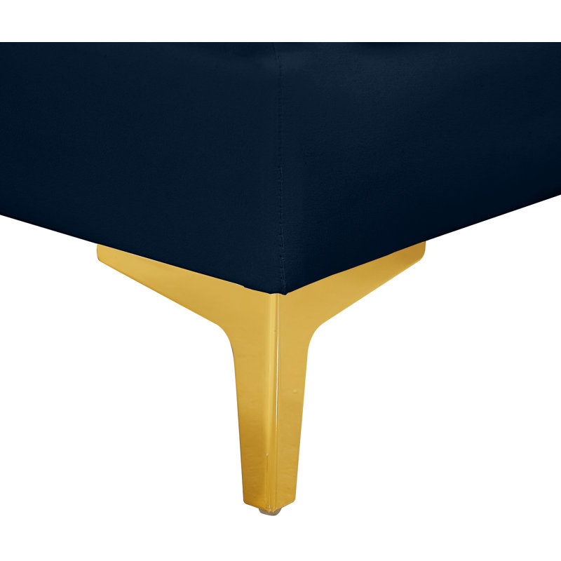 Canapé modulaire en velours réversible de 119 po de largeur Enson, Velours bleu marine