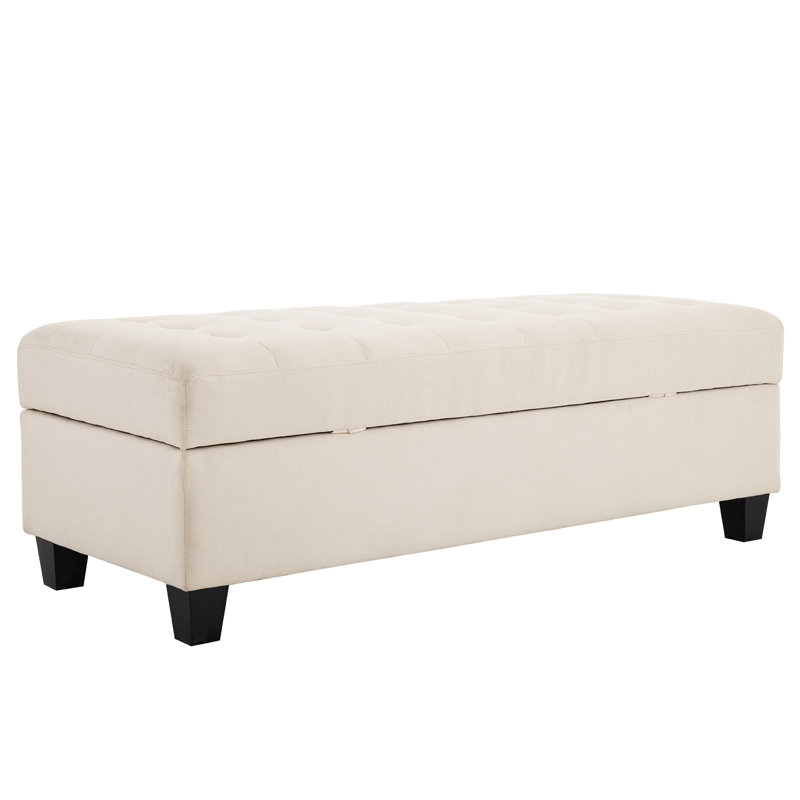 Brierre Polyester Blend Upholstered Storage Bench, Cream