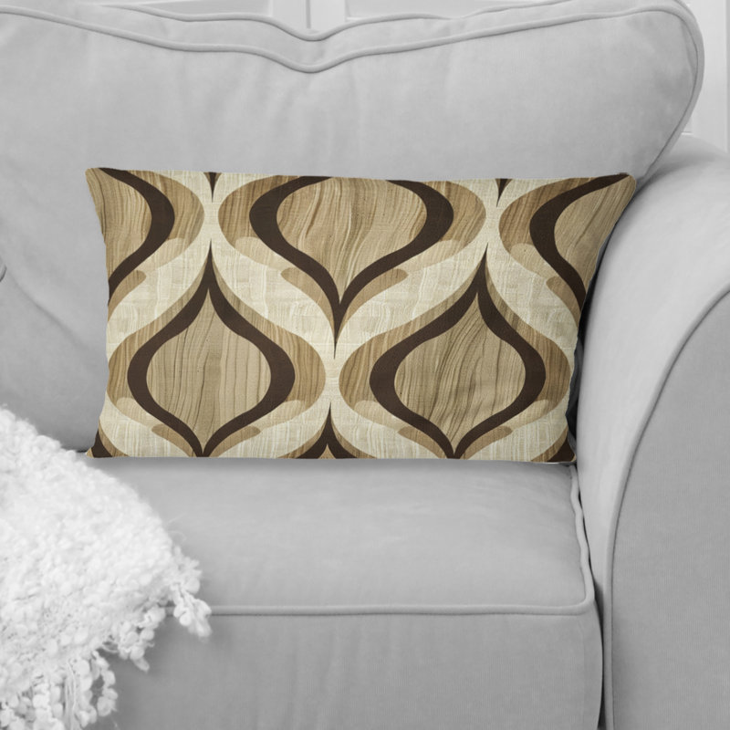 Coussin lombaire brun Mid-Century