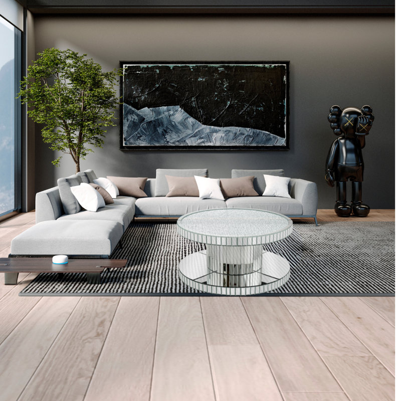 Coffee Table 40" Round In Clear Mirror Ken Design