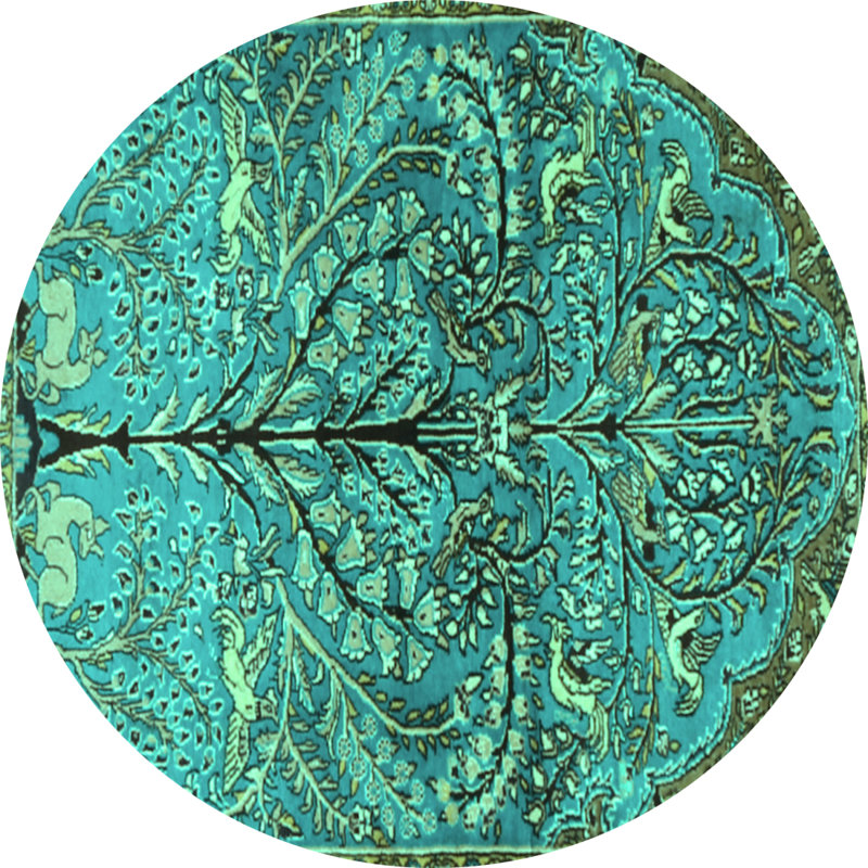 Tapis turquoise / vert Magrans, Rond 3 pi