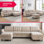 Canapé modulaire modulaire en lin avec repose-pieds-1333989839