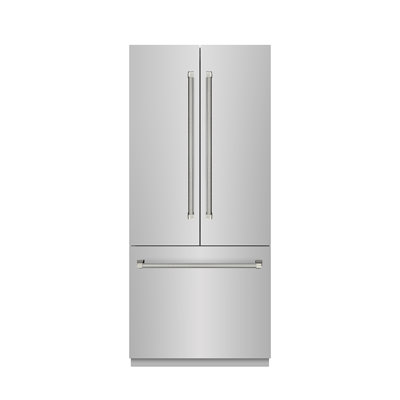 ZLINE Autograph 36 in. French Door Built-In Refrigerator w/ Gray Interior and Nickel Helix Handles