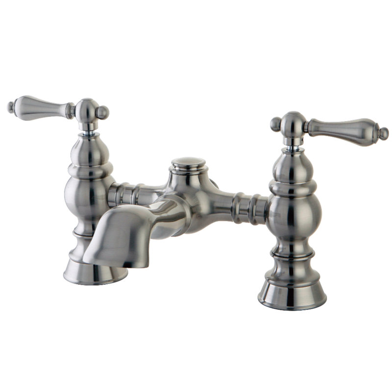 Kingston Brass Heritage Two-Handle 2-Hole Deck Mount Clawfoot Tub Faucet, Brushed Nickel