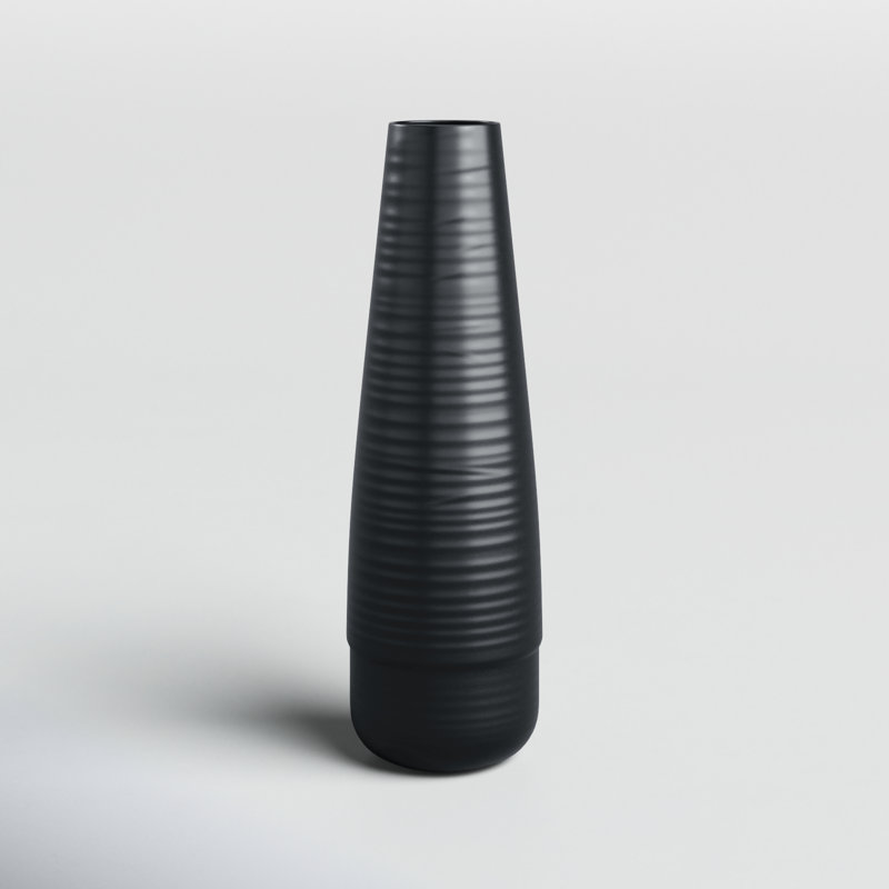 Vase de plancher en céramique Arjean, Noir, H 25 po x l 8 po x P 8 po