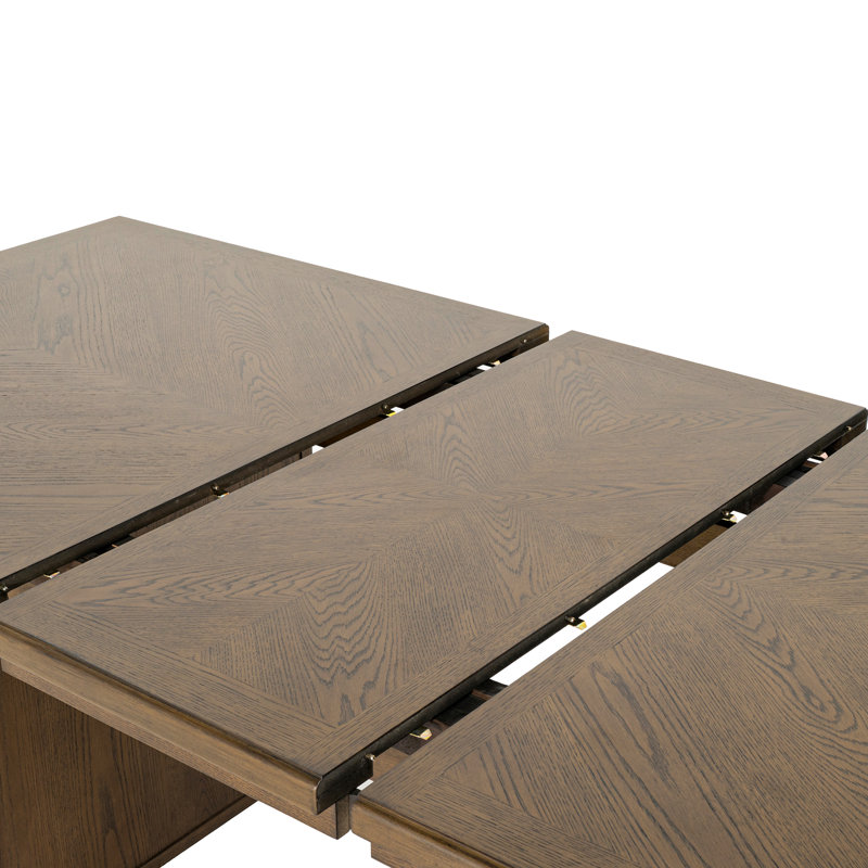 Ensemble de table de salle à manger extensible 5 pièces Gamino, Brun, 5 pièces: table, 4 chaises