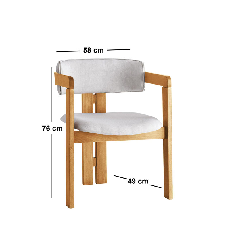 Modern Scandinavian Chair, Cream & Oak, 22.8 x 29.9 x 19.3 inches | 100% Wood Frame, Linen Fabric & Plywood Seat/Back | Max Weight Capacity: 408 lbs | Stylish and Comfortable for Home & Office Decor