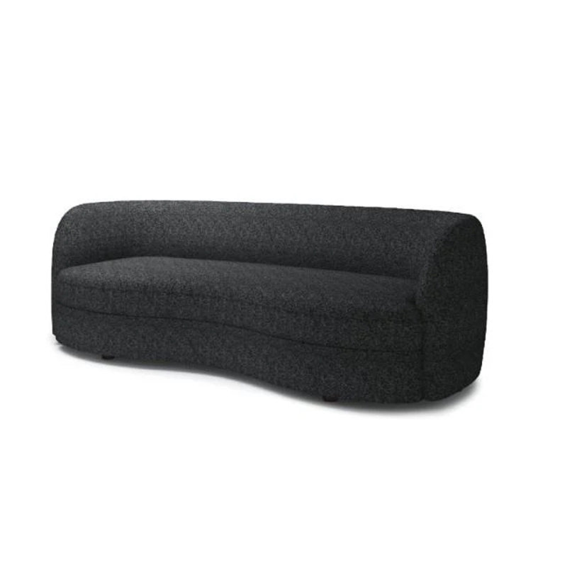 Canapé Srey, 84 po, bouclé, forme de reins courbés et lisses, Noir, noir, noir, noir