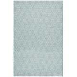 Sunset Power Loom 85% Polypropylene/15% Polyester Geometric Area Rug in Aqua / Beige