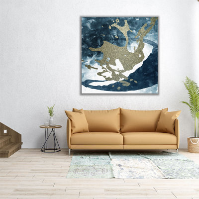«Blue Gold Splash 1», reproduction d'art sur toile