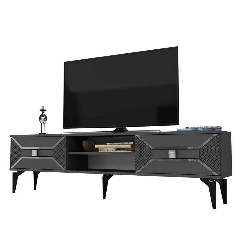 Olivia TV Stand, Grey/Silver