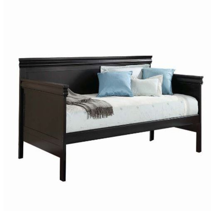 Angustain Classic Pine Wood Twin Daybed, Wood Slat Support System, Black